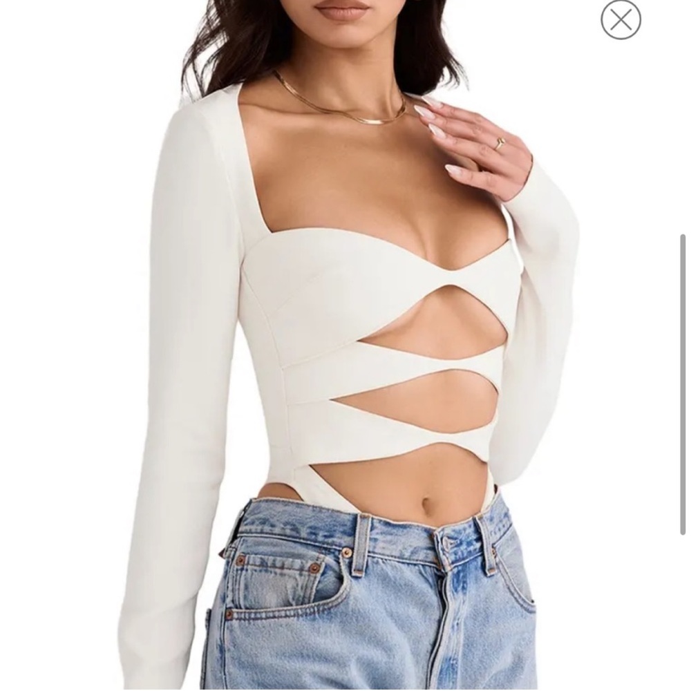 BNWT House of CB Cutout Crepe Bodysuit Size S